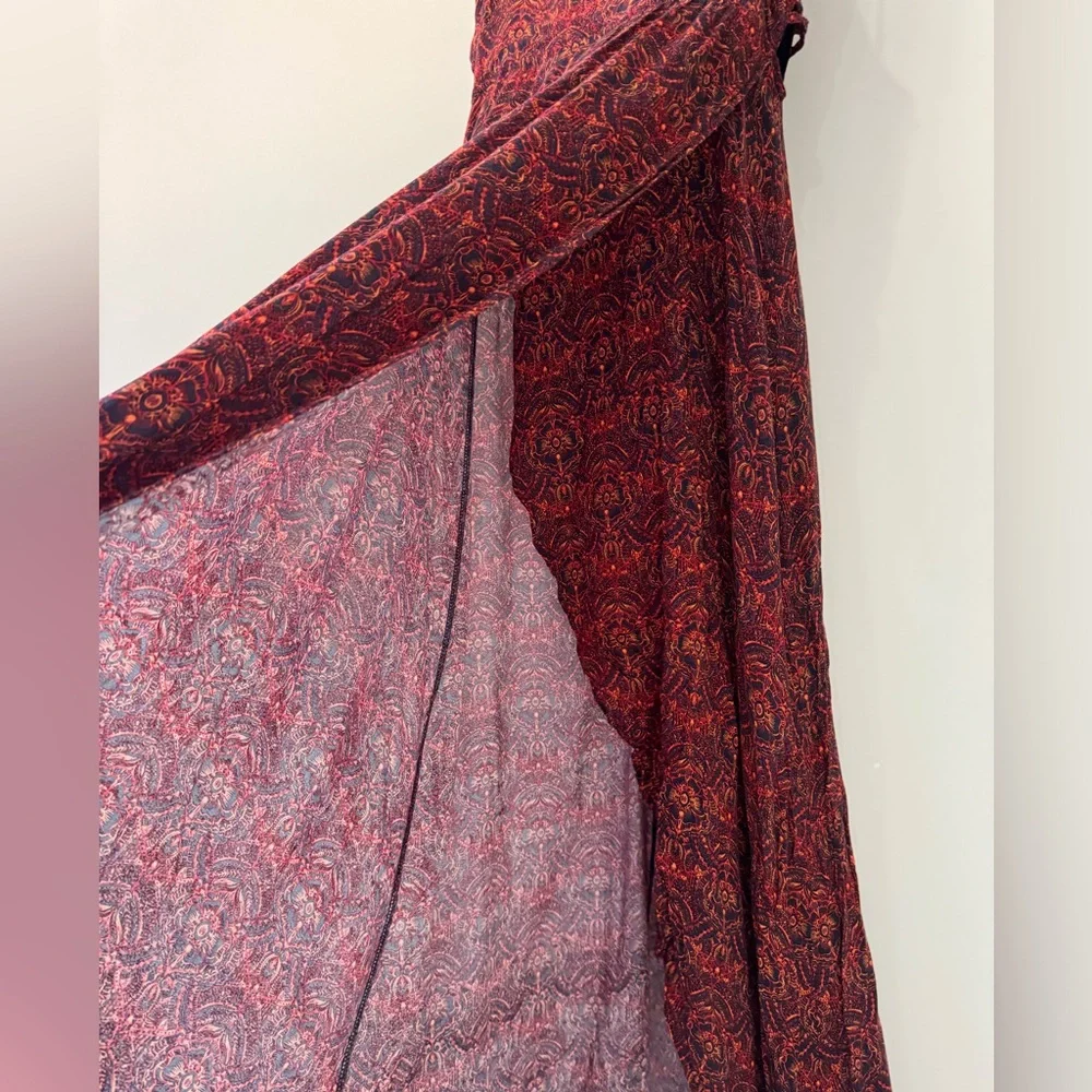 Abercrombie & Fitch boho print side cut outs faux wrap maxi dress medium